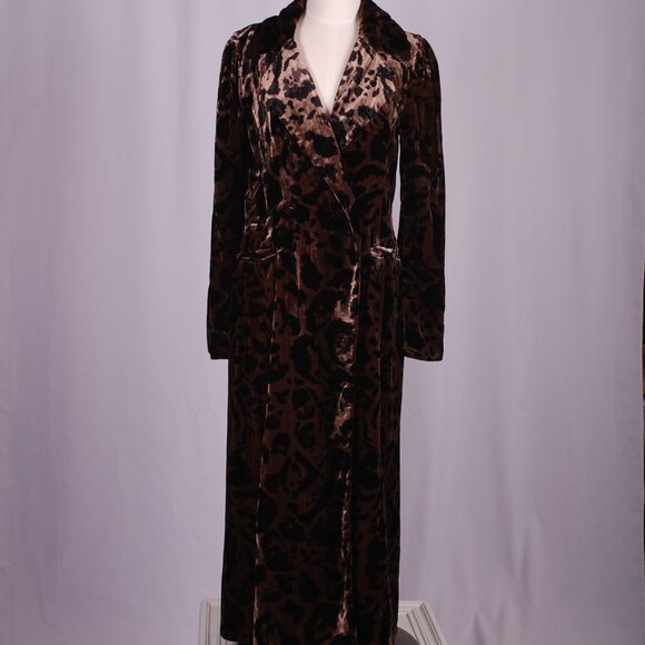 Free People Elegant Brown Leopard Print Long Coat - Picture 9 of 9
